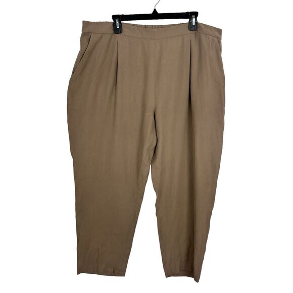Halogen Tan Relaxed Fit Pants Women's XXL Pull On Waist High Rise - Picture 2 of 5